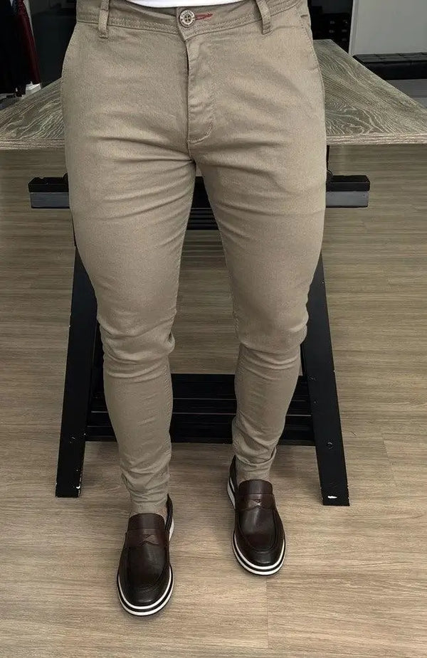 Calça alfaiataria Capuccino bolso faca de elastano - Frete Grátis+ Brinde Exclusivo