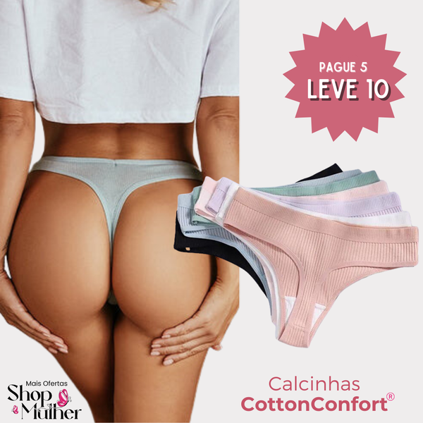 [PROMOÇÃO DE LANÇAMENTO COMPRE 5 LEVE 10] Calcinha CottonConfort®- Frete Grátis+ Brinde Exclusivo